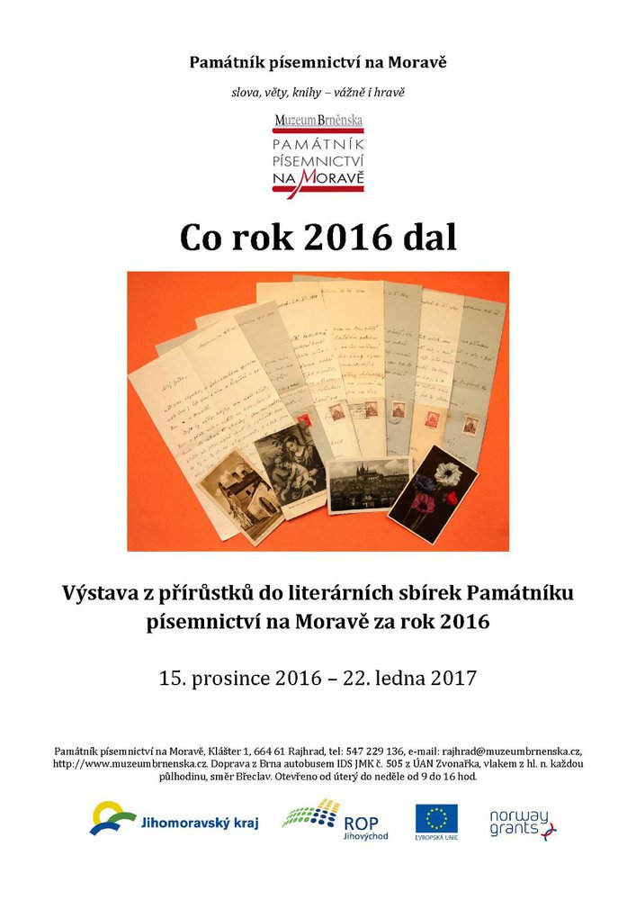 Rajhrad vystava co rok dal 2016